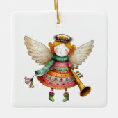 Schattigee Christmas Folk Art Angel Keramisch Ornament (Voorkant)