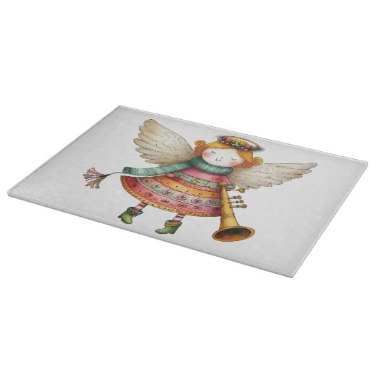 Schattigee Christmas Folk Art Angel Snijplank (Hoek)