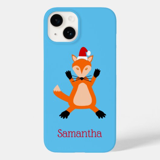 Schattigee Christmas Fox aangepaste naam Case-Mate iPhone Case (Achterkant)