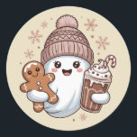 Schattigee Christmas Ghost Holiday Spooky Christma Ronde Sticker<br><div class="desc">Schattigee Kerst Ghost Holiday Spooky Kerst Xmas Vakantie Boojee Ghost Xmas Coquette Gingerbread</div>