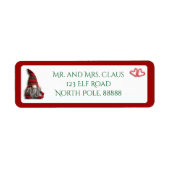 Schattigee Christmas Gnome en Candy Cane Adresetik Etiket (Voorkant)