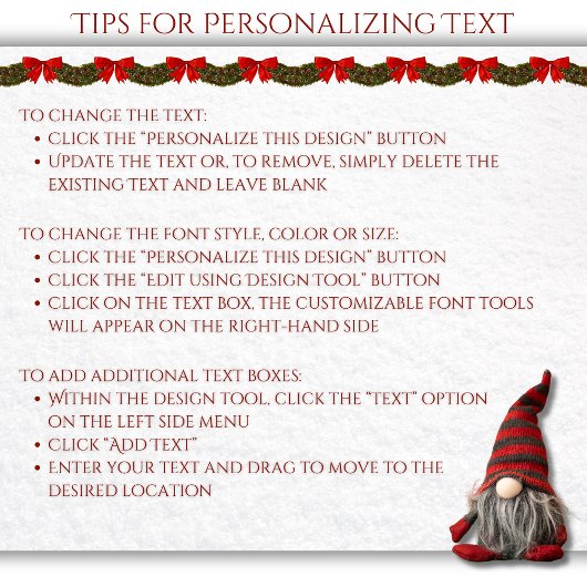 Schattigee Christmas Gnome en Candy Cane Adresetik Etiket