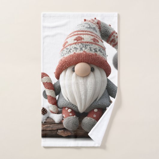 Schattigee Christmas Gnome met een snoepriet op ee Handdoek (Handdoek)