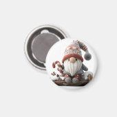 Schattigee Christmas Gnome met een snoepriet op ee Magneet (Voorkant / Achterkant)