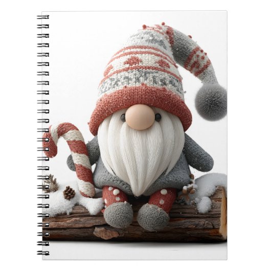 Schattigee Christmas Gnome met een snoepriet op ee Notitieboek (Voorkant)