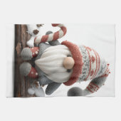 Schattigee Christmas Gnome met een snoepriet op ee Theedoek (Horizontaal)