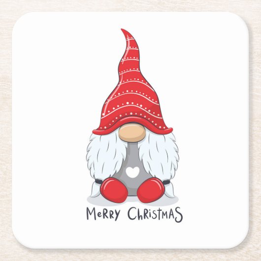 Schattigee Christmas Gnome Waterverf Art Beverage  Kartonnen Onderzetters (Voorkant)