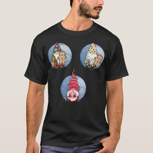 Schattigee Christmas Gnomes Versie 1 Blauwe achter T-shirt (Voorkant)