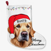 Schattigee Christmas Golden Retriever Grote Kerstsok (Voorkant)