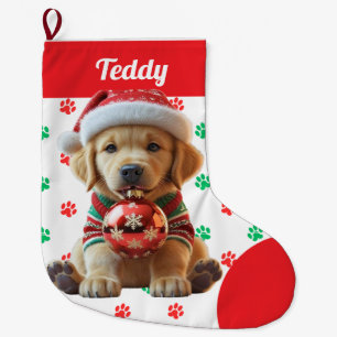 Schattigee Christmas Golden Retriever Puppy in Tru Grote Kerstsok