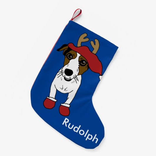 Schattigee Christmas Jack Russell Terrier Kleine Kerstsok (Voorkant (Hangend))