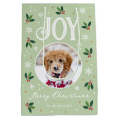 Schattigee Christmas Joy Snowflake Foto Groen Medium Cadeauzakje (Achterkant)