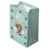 Schattigee Christmas Joy Snowflake Photo Mint Medium Cadeauzakje (Voorkant Gekanteld)