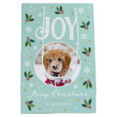 Schattigee Christmas Joy Snowflake Photo Mint Medium Cadeauzakje (Achterkant)