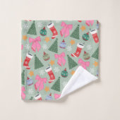 Schattigee Christmas Mint Green Bad Handdoek (Wasdoekje)