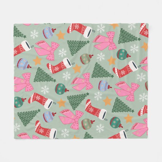 Schattigee Christmas Mint Green Fleece Deken (Voorkant (Horizontaal))
