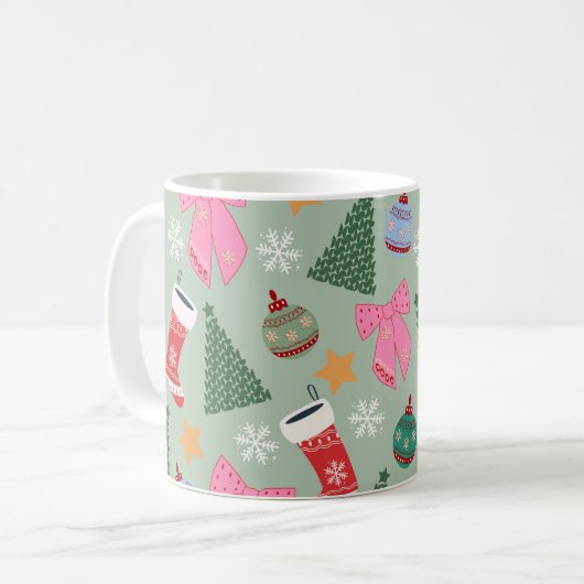 Schattigee Christmas Mint Green Koffiemok (Voorkant links)