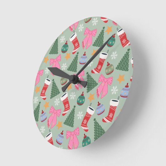 Schattigee Christmas Mint Green Ronde Klok (Hoek)