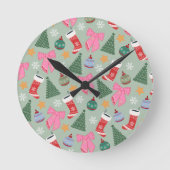 Schattigee Christmas Mint Green Ronde Klok (Voorkant)