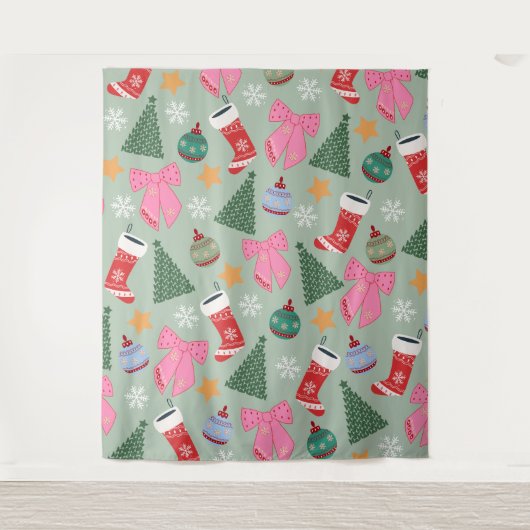 Schattigee Christmas Mint Green Wandkleed (Voorkant)