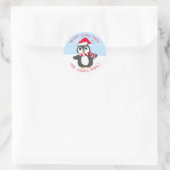 Schattigee Christmas Penguin Sneeuwvlokken Feestda Ronde Sticker (Tas)