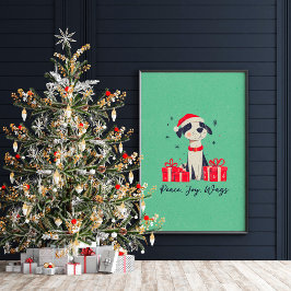 Schattigee Christmas Puppy Art Poster of Decoupage