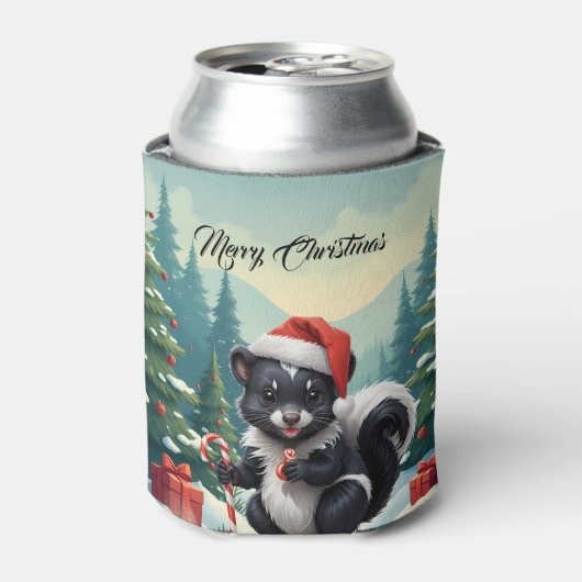 Schattigee Christmas Skunk Cartoon Blikjeskoeler (Blikje Voorkant)