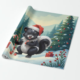 Schattigee Christmas Skunk Cartoon Cadeaupapier