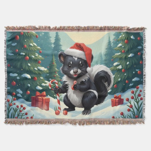 Schattigee Christmas Skunk Cartoon Deken (Voorkant)
