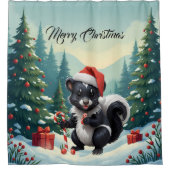 Schattigee Christmas Skunk Cartoon Douchegordijn (Voorkant)