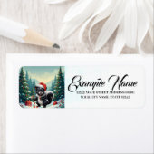 Schattigee Christmas Skunk Cartoon Etiket (Insitu)