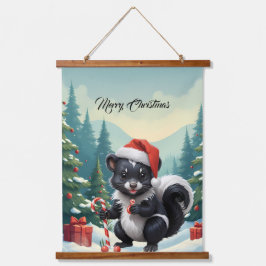 Schattigee Christmas Skunk Cartoon Hangend Wandkleed