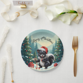 Schattigee Christmas Skunk Cartoon Papieren Bordje