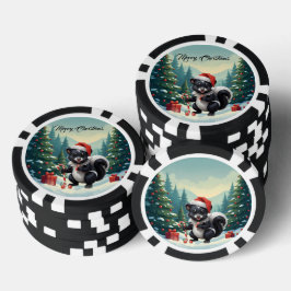 Schattigee Christmas Skunk Cartoon Poker Chips