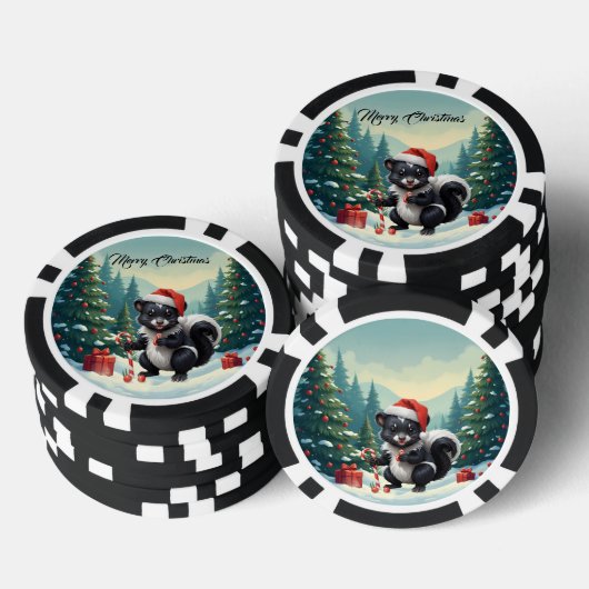 Schattigee Christmas Skunk Cartoon Poker Chips (Opstapeling)