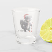 Schattigee Christmas Skunk Cartoon Shot Glas (Achterkant)