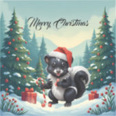 Schattigee Christmas Skunk Cartoon Sticker (Voorkant)