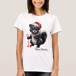 Schattigee Christmas Skunk Cartoon T-shirt