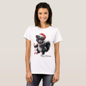 Schattigee Christmas Skunk Cartoon T-shirt (Voorkant volledig)