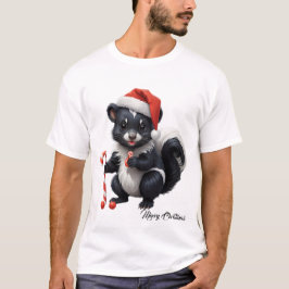 Schattigee Christmas Skunk Cartoon T-shirt