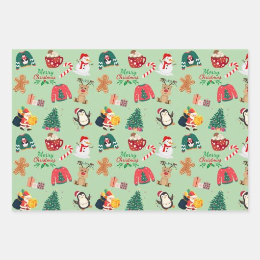 Schattigee Christmas Wrapping Paper Flat Sheet Set (Voorkant 2)