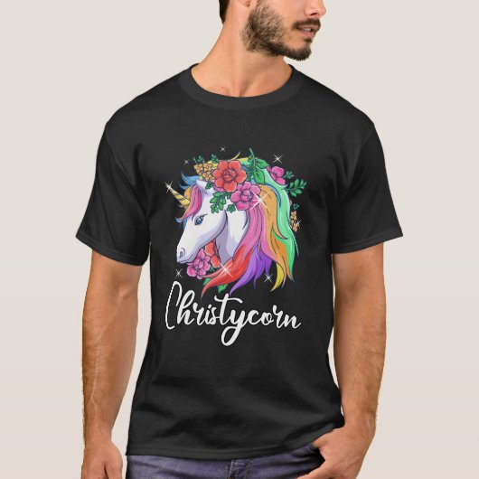 Schattigee Christycorn Gepersonaliseerde Naam Eenh T-shirt (Voorkant)