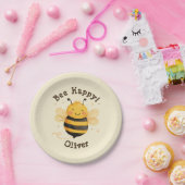 Schattigee Chubby Bumblebee "Bee Happy" Papieren Bordje (Feest)