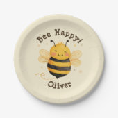 Schattigee Chubby Bumblebee "Bee Happy" Papieren Bordje (Voorkant)