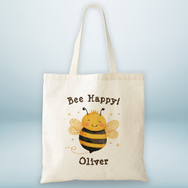 Schattigee Chubby Bumblebee "Bee Happy" Tote Bag