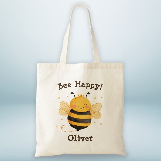 Schattigee Chubby Bumblebee "Bee Happy" Tote Bag