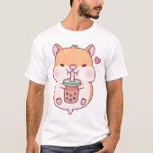 Schattigee Chubby Hamster houdt van Boba Tea T-shirt (Voorkant)