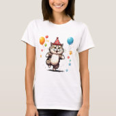 Schattigee Chubby Party Cat Fun & Speelse Cartoon T-shirt (Voorkant)