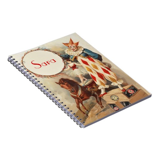 Schattigee  circus clown gepersonaliseerd notitieboek (Rechterzijde)