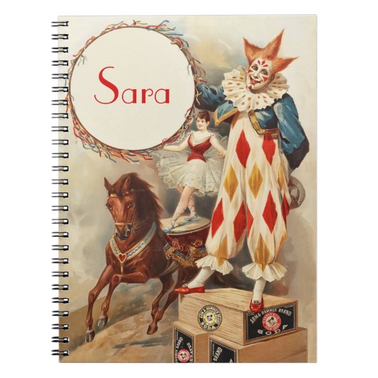 Schattigee  circus clown gepersonaliseerd notitieboek (Voorkant)